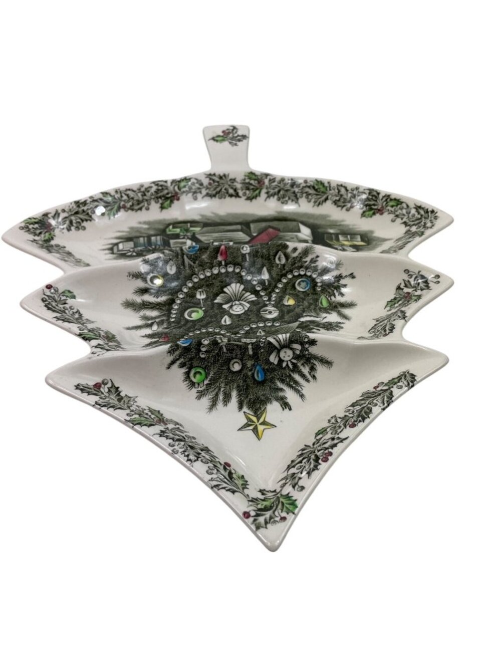 Johnson Bros Merry Christmas Tree-Shaped 3-Part Relish Serving Dish Festive - Picture 7 of 12